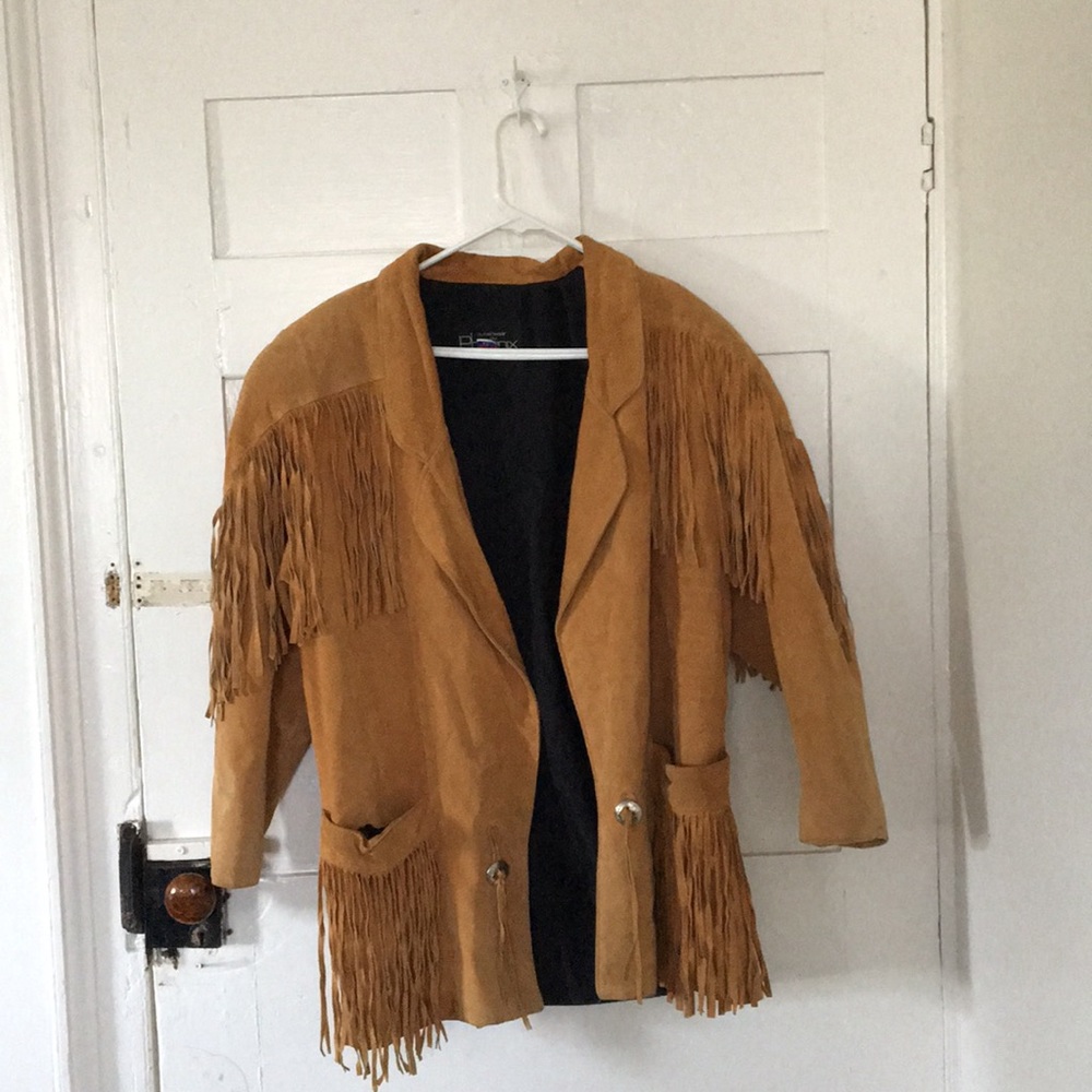 Leather fringed jacket